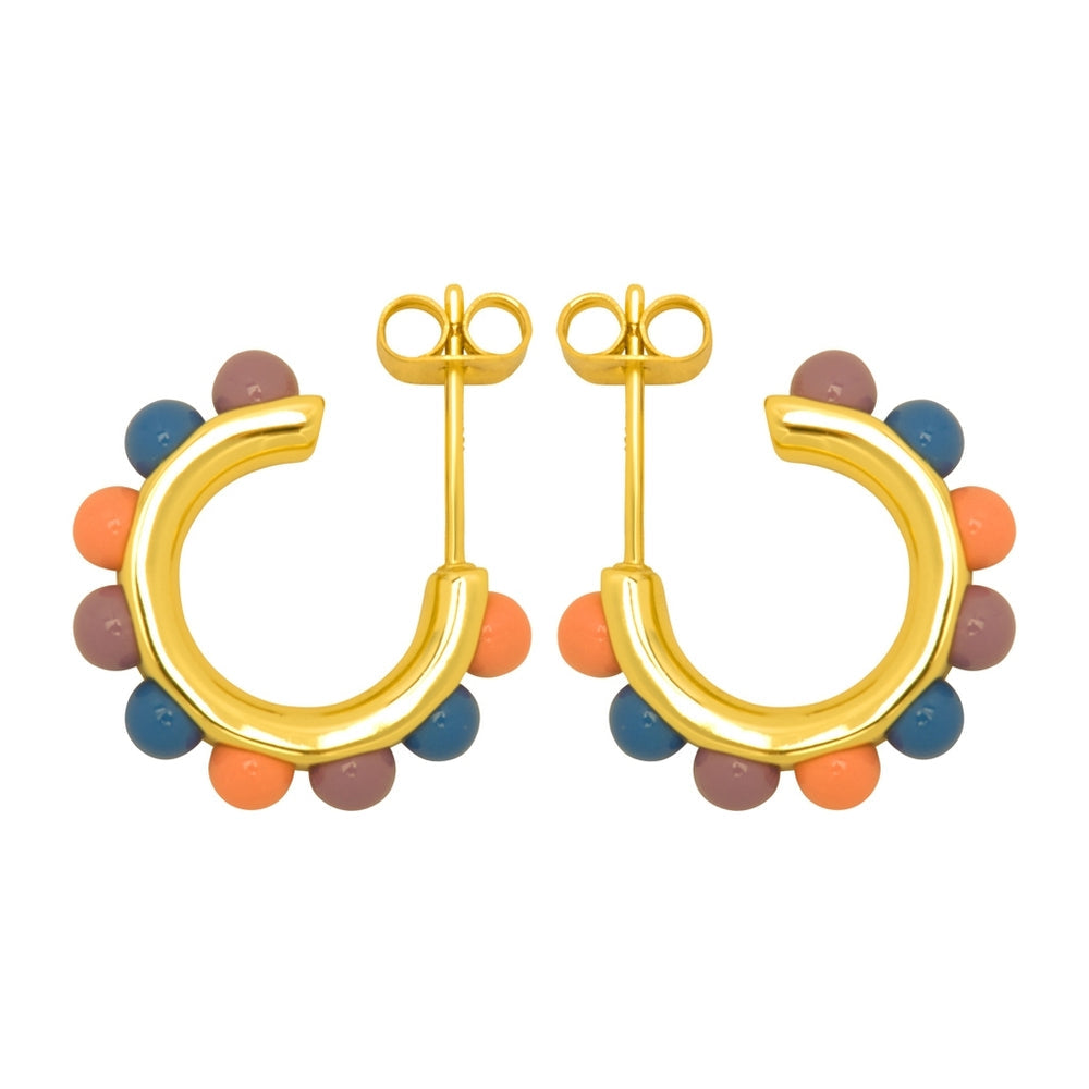 Lulu Copenhagen Gold & Enamel Flower Hoops Earrings