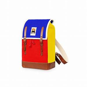 Ykra Matra Mini Blue Red Yellow Mini Leather Bottom Rucksack