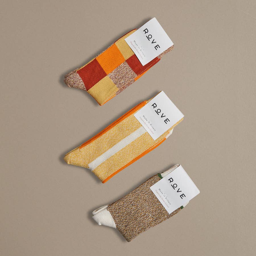 Rove Knitwear Yellow Vertical Stripe Socks