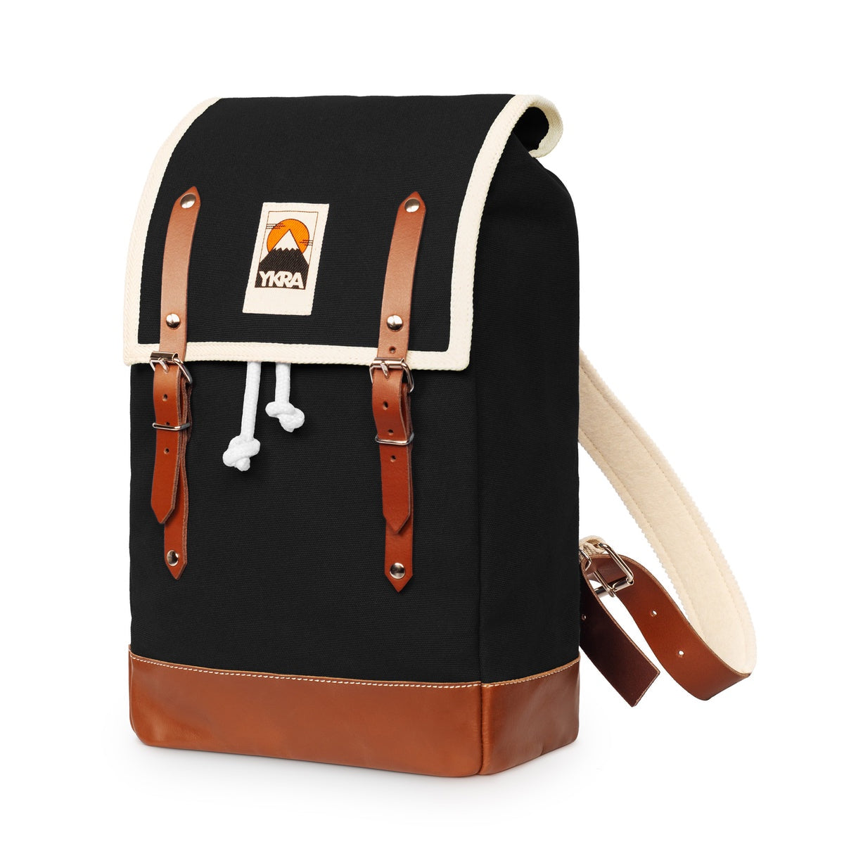 Ykra Matra Mini Black Leather Bottom Rucksack