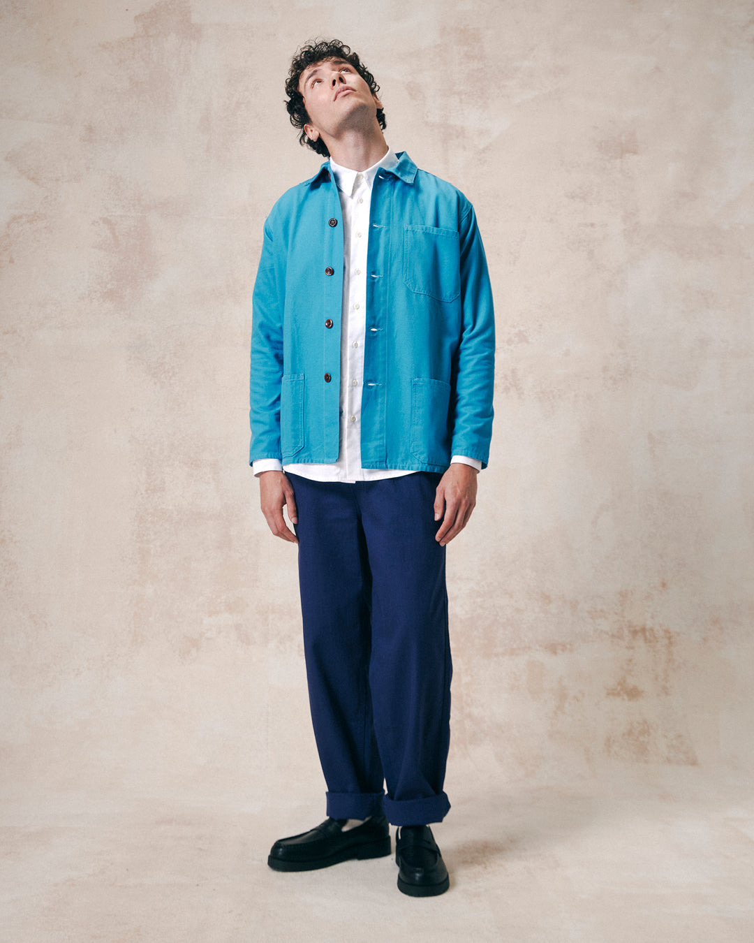 Uskees #3001 Bright Blue Buttoned Overshirt