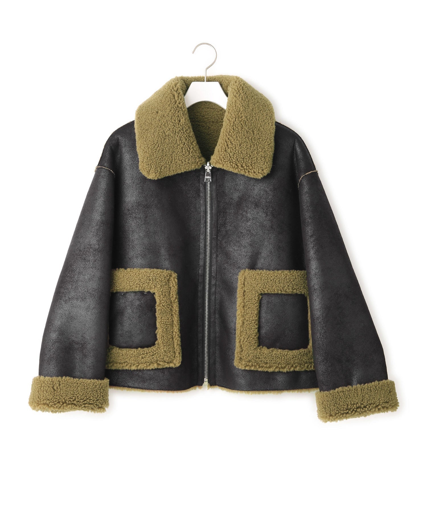 Jakke Vera Faux Shearling Reversible Black & Avocado Jacket