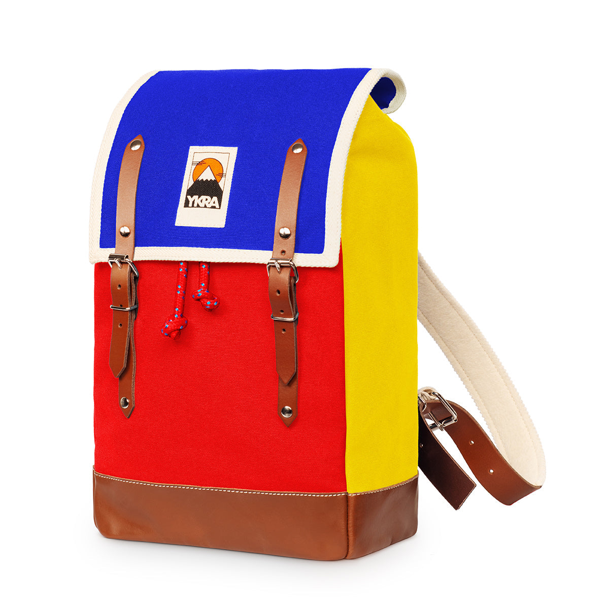 Ykra Matra Mini Blue Red Yellow Mini Leather Bottom Rucksack