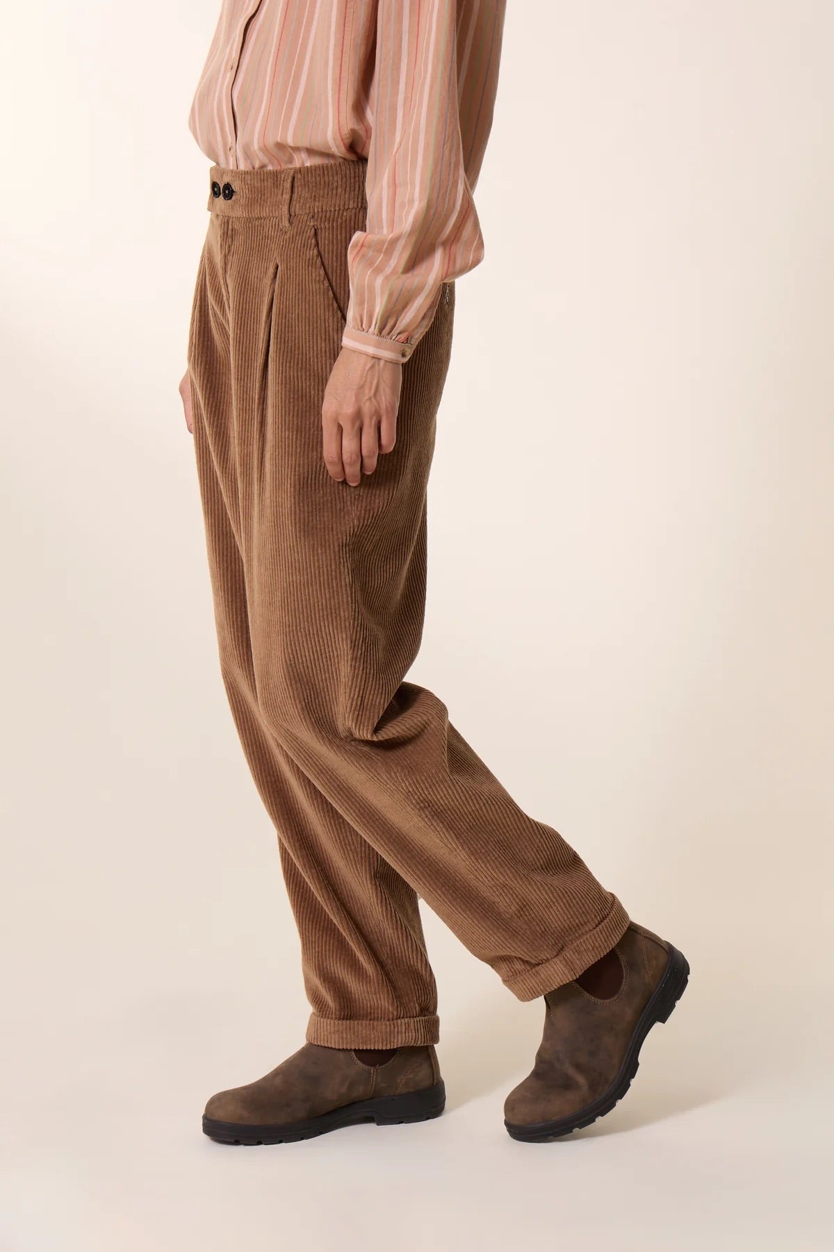 Leon & Harper Prom Beige Corduroy Trousers