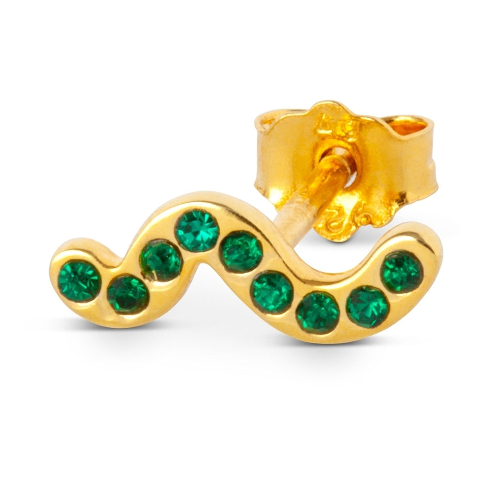 Lulu Copenhagen Snaky Green Gold Single Earring