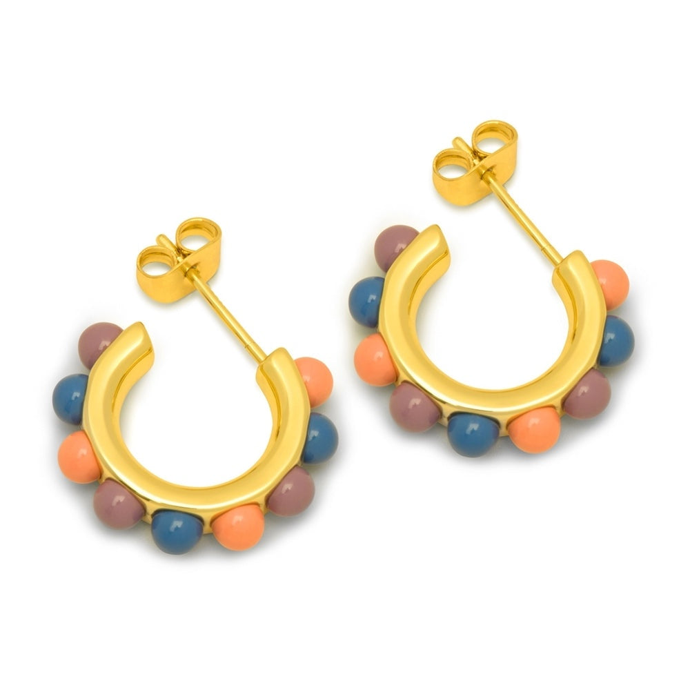 Lulu Copenhagen Gold & Enamel Flower Hoops Earrings