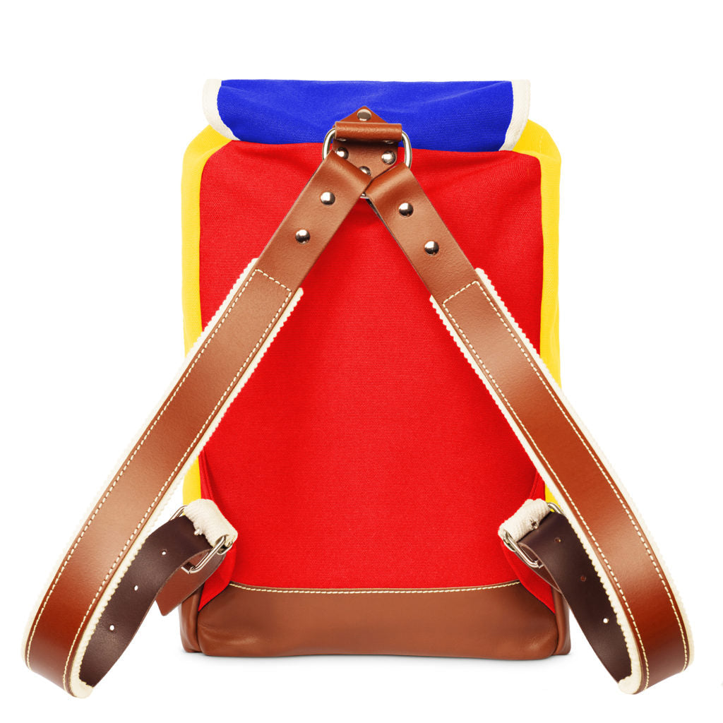 Ykra Matra Mini Blue Red Yellow Mini Leather Bottom Rucksack