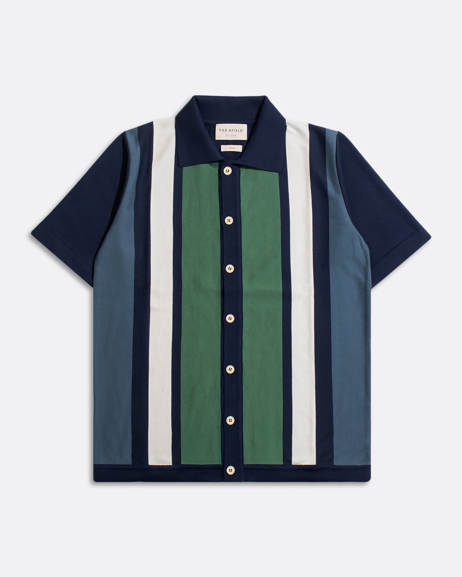 Far Afield Velzy Navy Iris Tropical Green Neto Stripe Cardigan