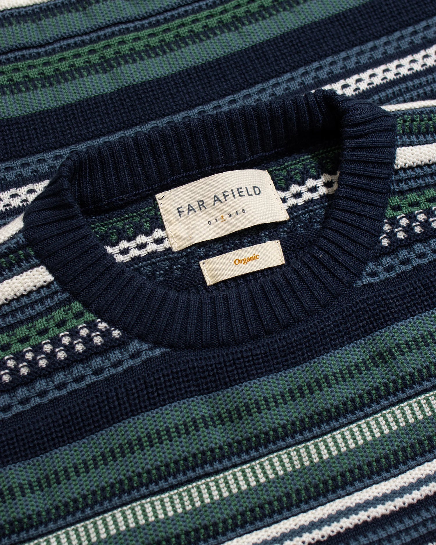 Far Afield Newport Knit Navy Iris Tropical Green Stripe Top