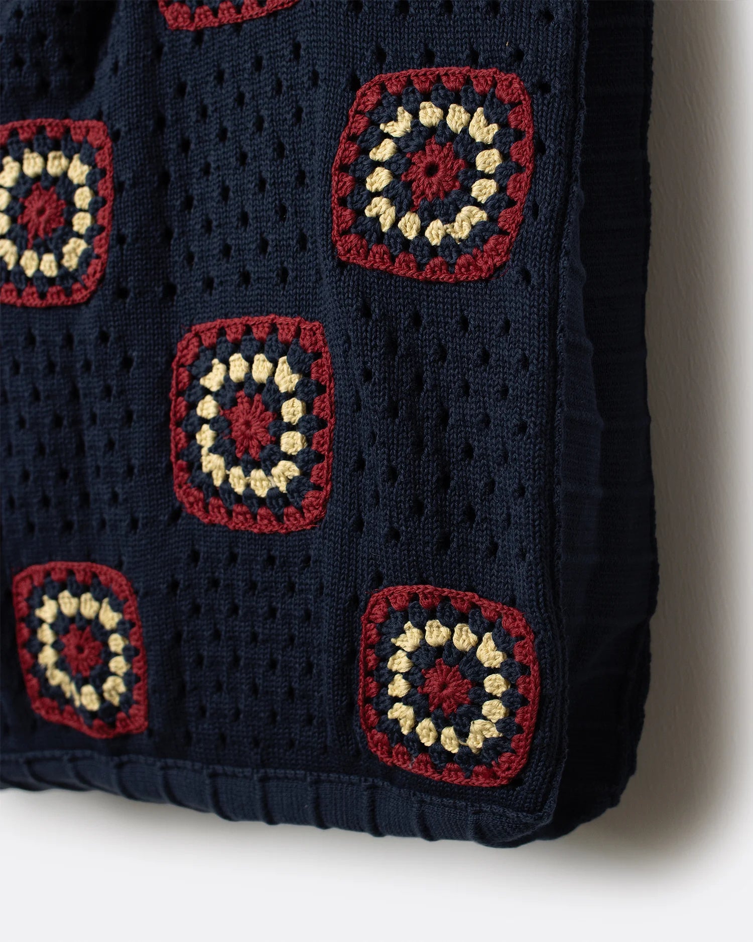 Far Afield Navy Floral Crochet Tote Bag