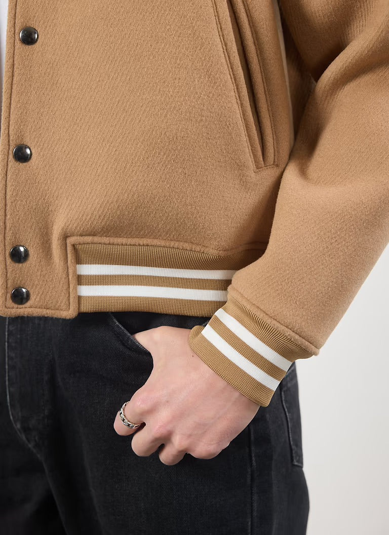 Percival Puglia Tan Wool Varsity Jacket