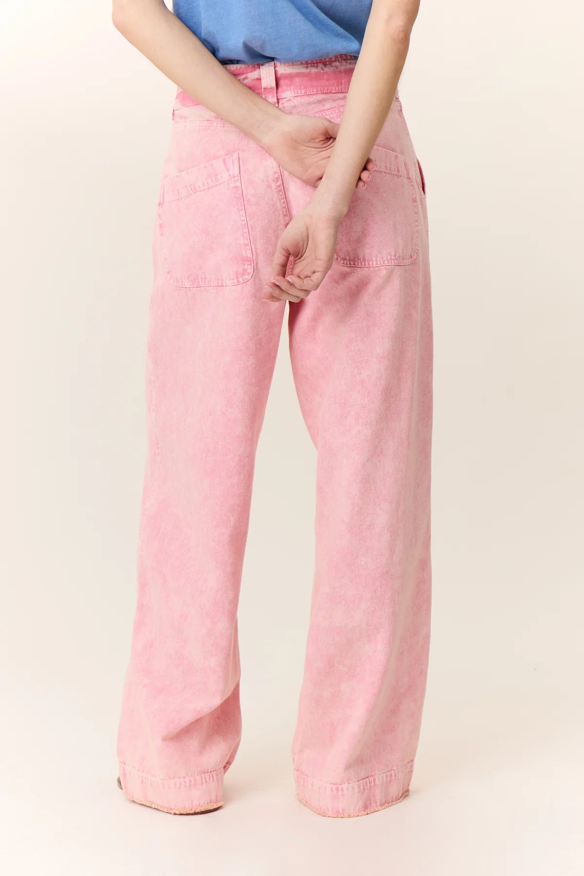 Leon & Harper Prag Plain Pink Trousers