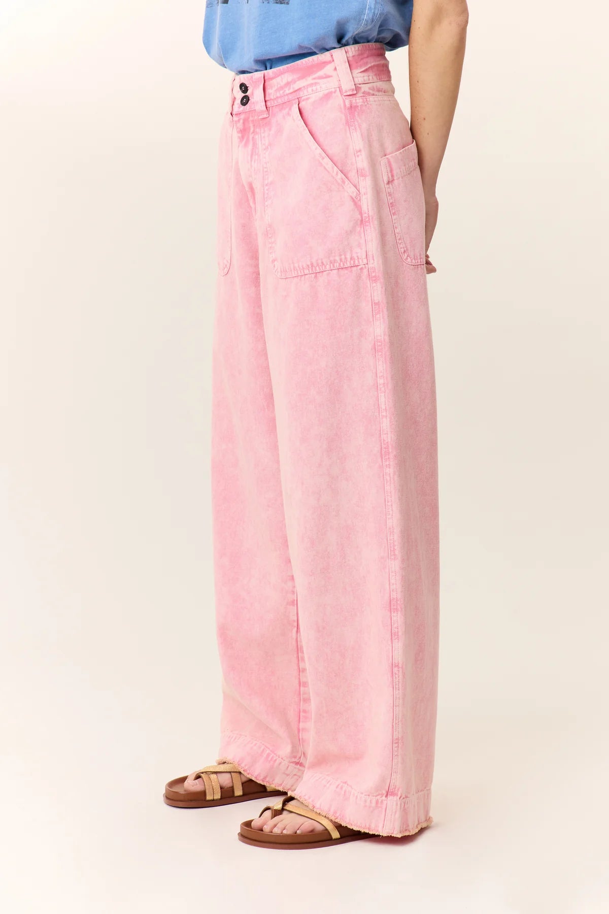 Leon & Harper Prag Plain Pink Trousers