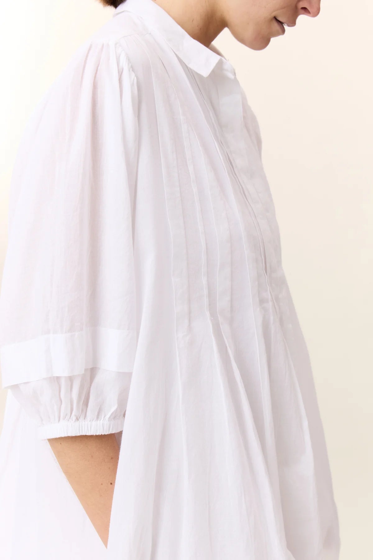 Leon & Harper Roca Pleat White Dress