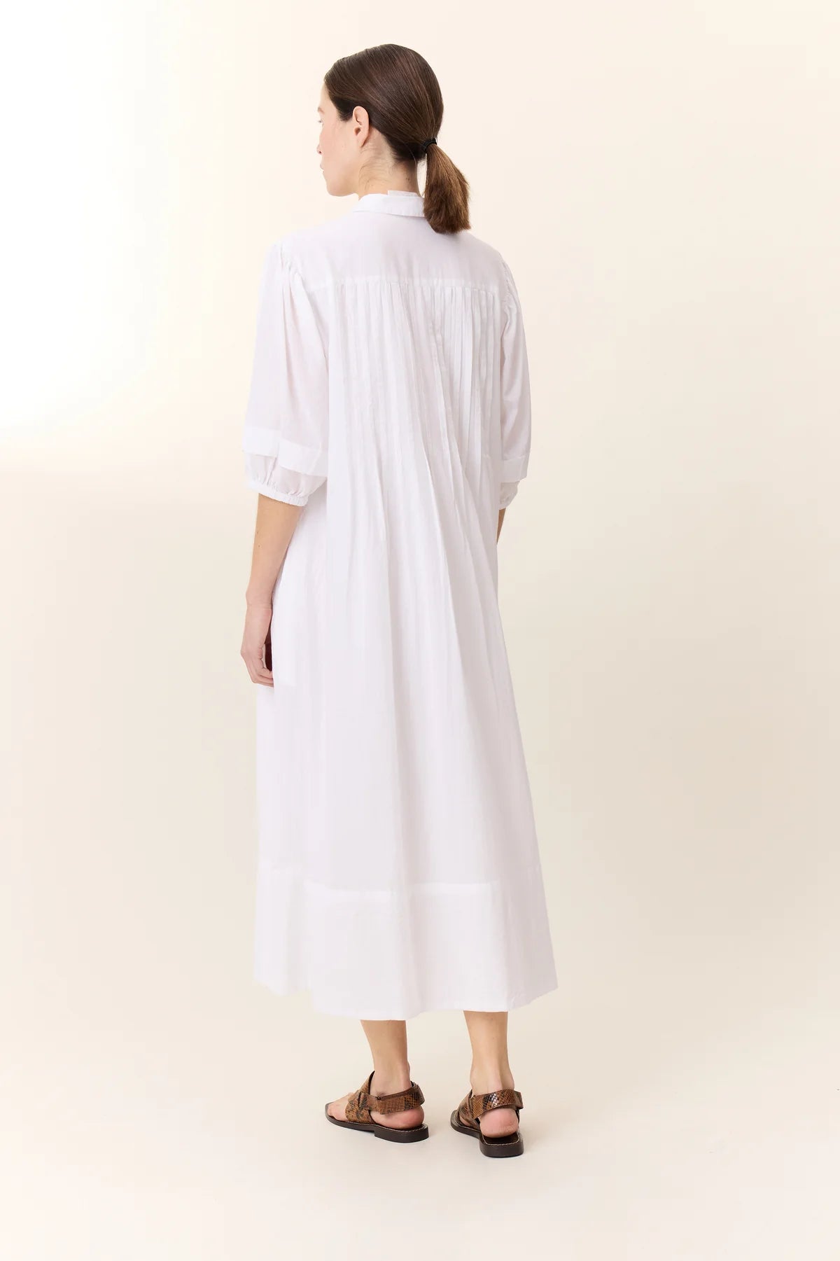 Leon & Harper Roca Pleat White Dress