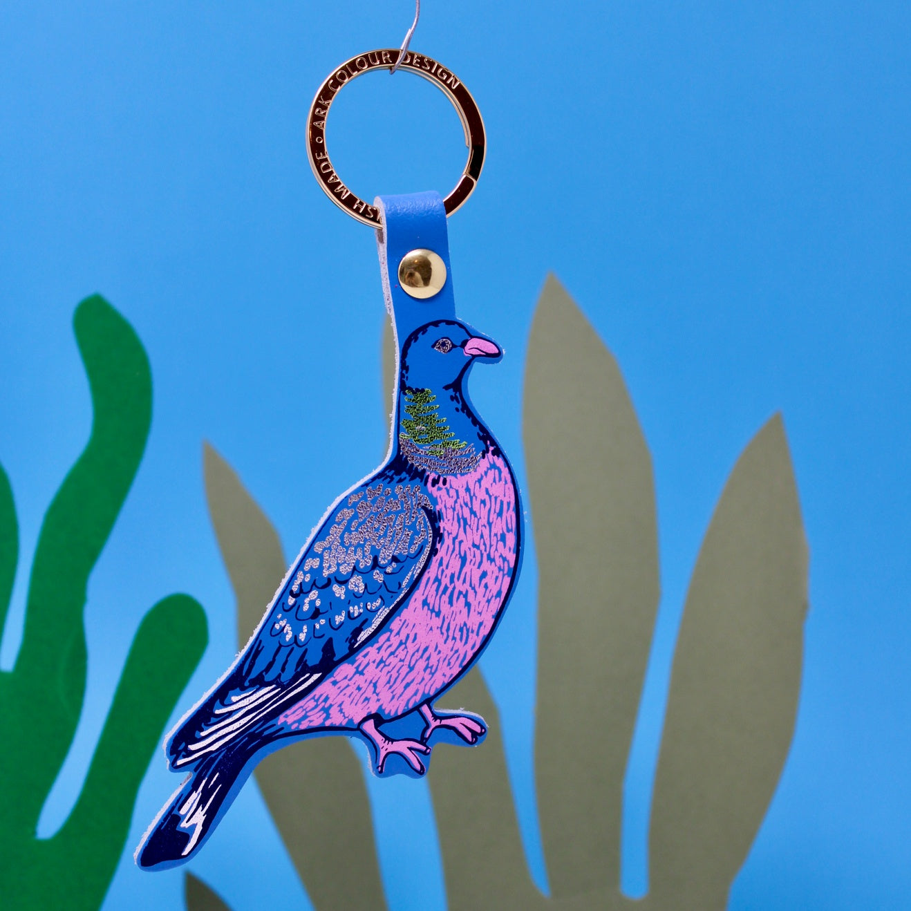 Ark Blue Pink Feral Pigeon Key Fob