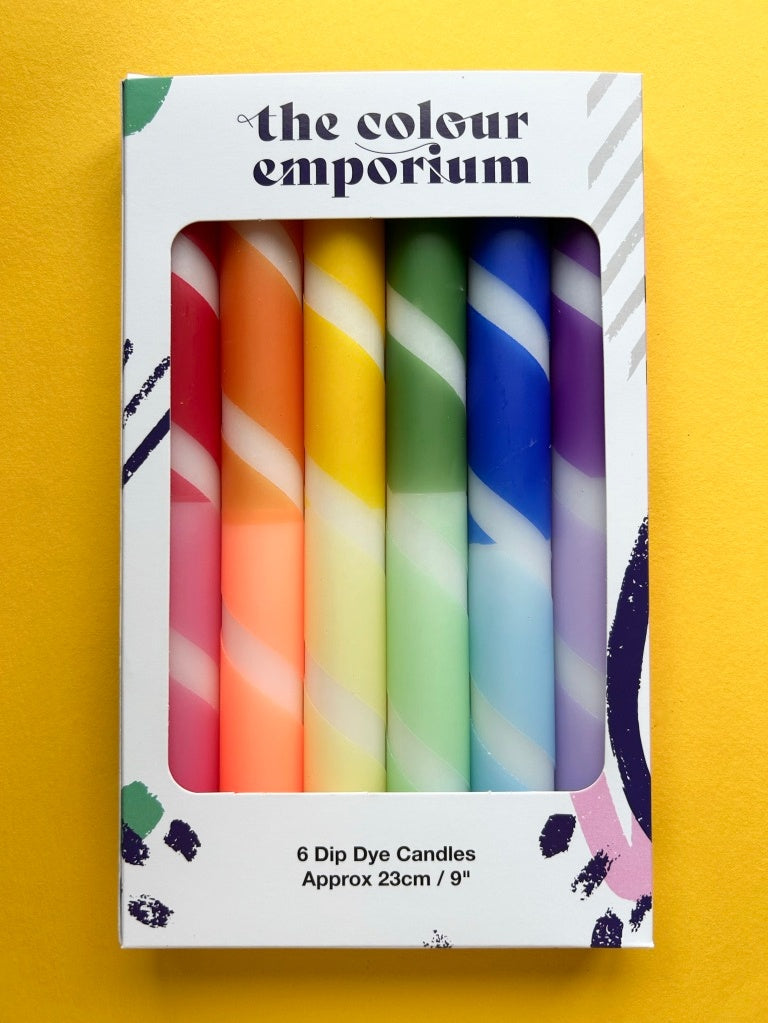 The Colour Emporium Rainbow Stripe Bright Candle Set