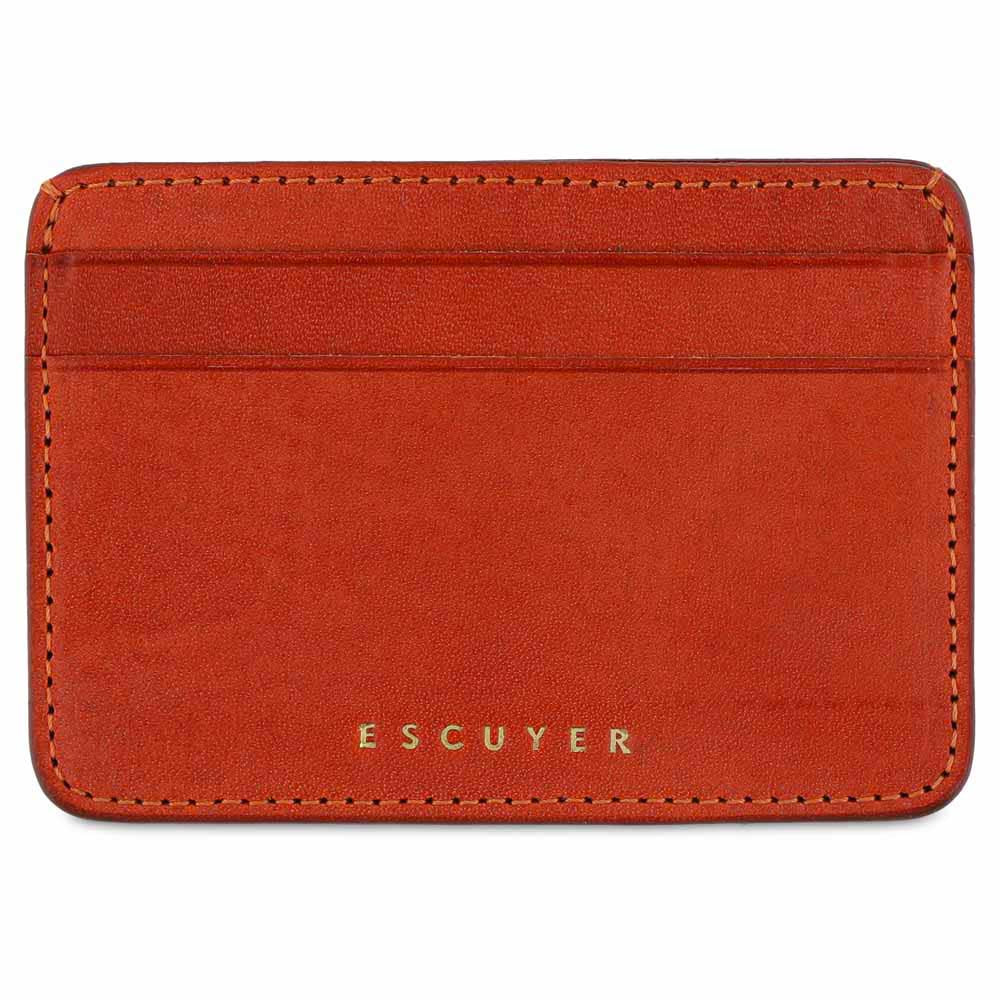 Escuyer Orange Leather Cardholder