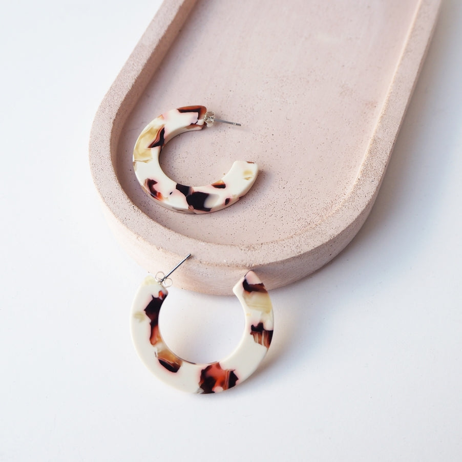 Custom Made Cocoa Marble Midi Hoop Earrings