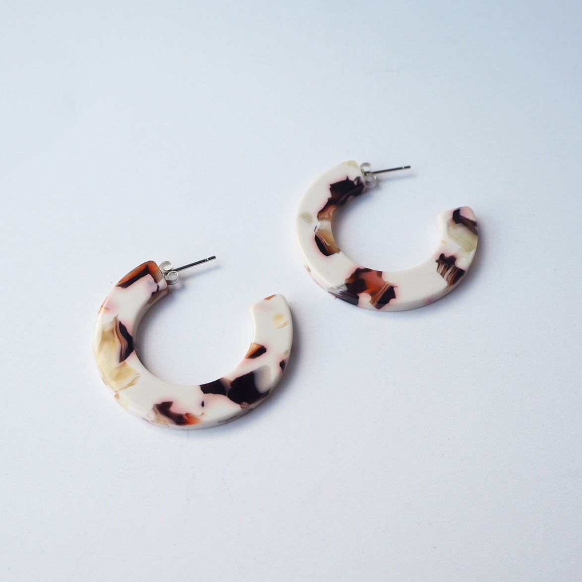 Custom Made Cocoa Marble Midi Hoop Earrings