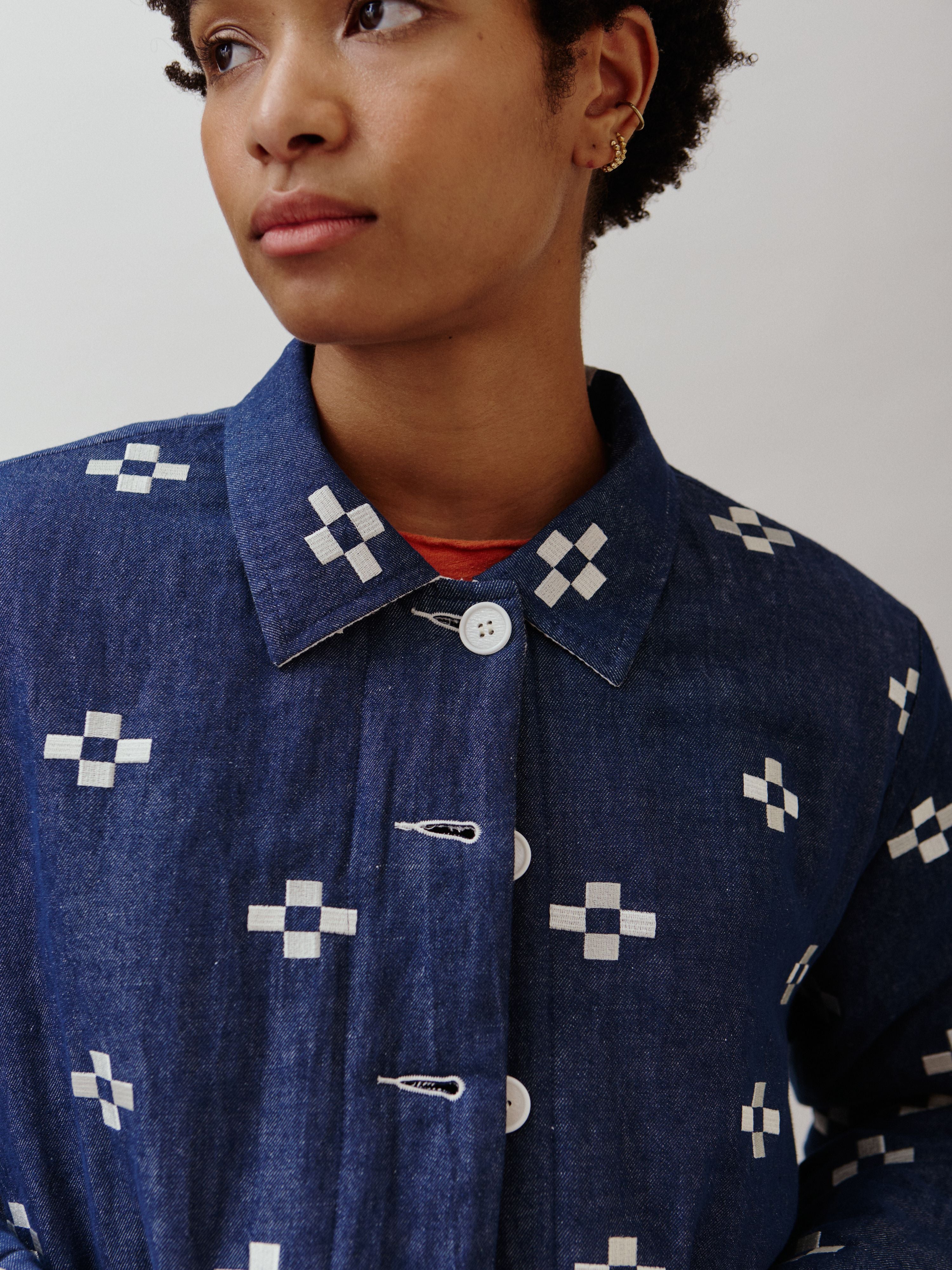 Sideline Dawn Indigo Reversible Embroidered Jacket