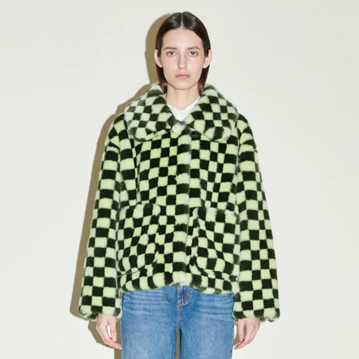 Jakke Traci Green Checkerboard Coat