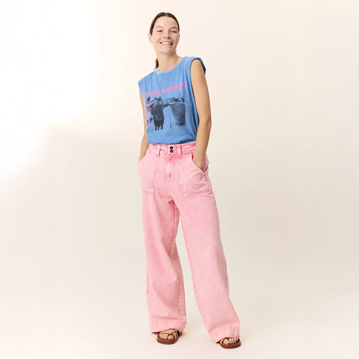 Leon & Harper Prag Plain Pink Trousers