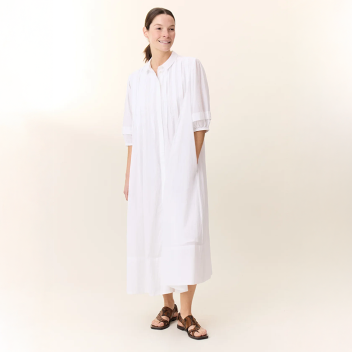 Leon & Harper Roca Pleat White Dress