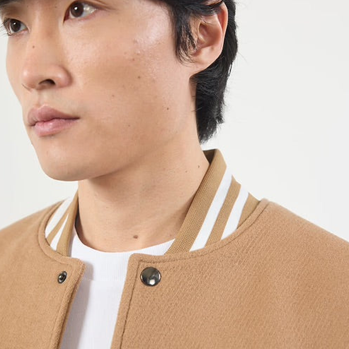 Percival Puglia Tan Wool Varsity Jacket