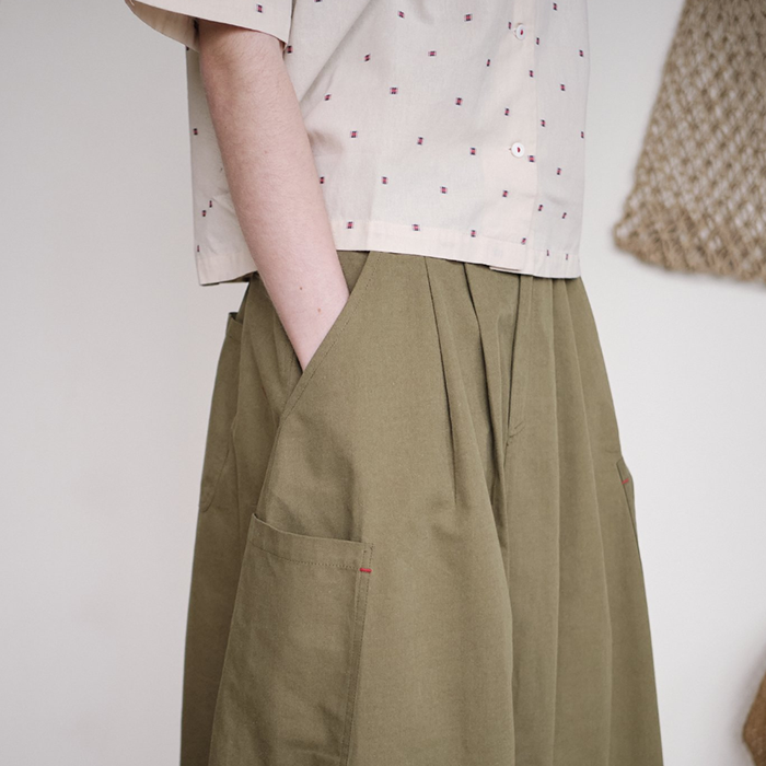 Sideline Minty Khaki Skirt